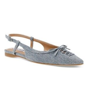Steve Madden Reyanne Slingback Flats Shoes Womens US 6.5 M Denim Laced Up New